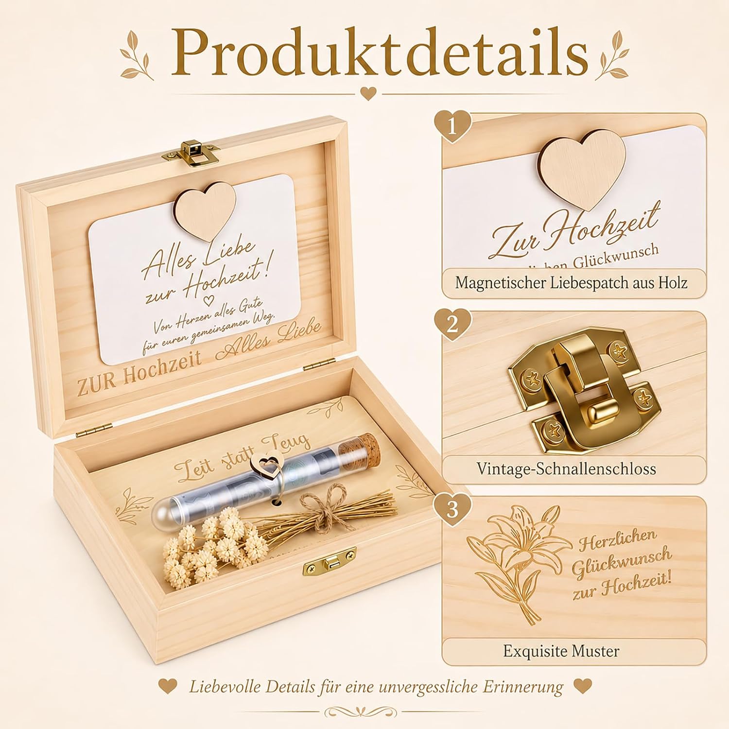 Wooden Wedding Gift Box - Wedding Money Gift Packaging – Bild 5