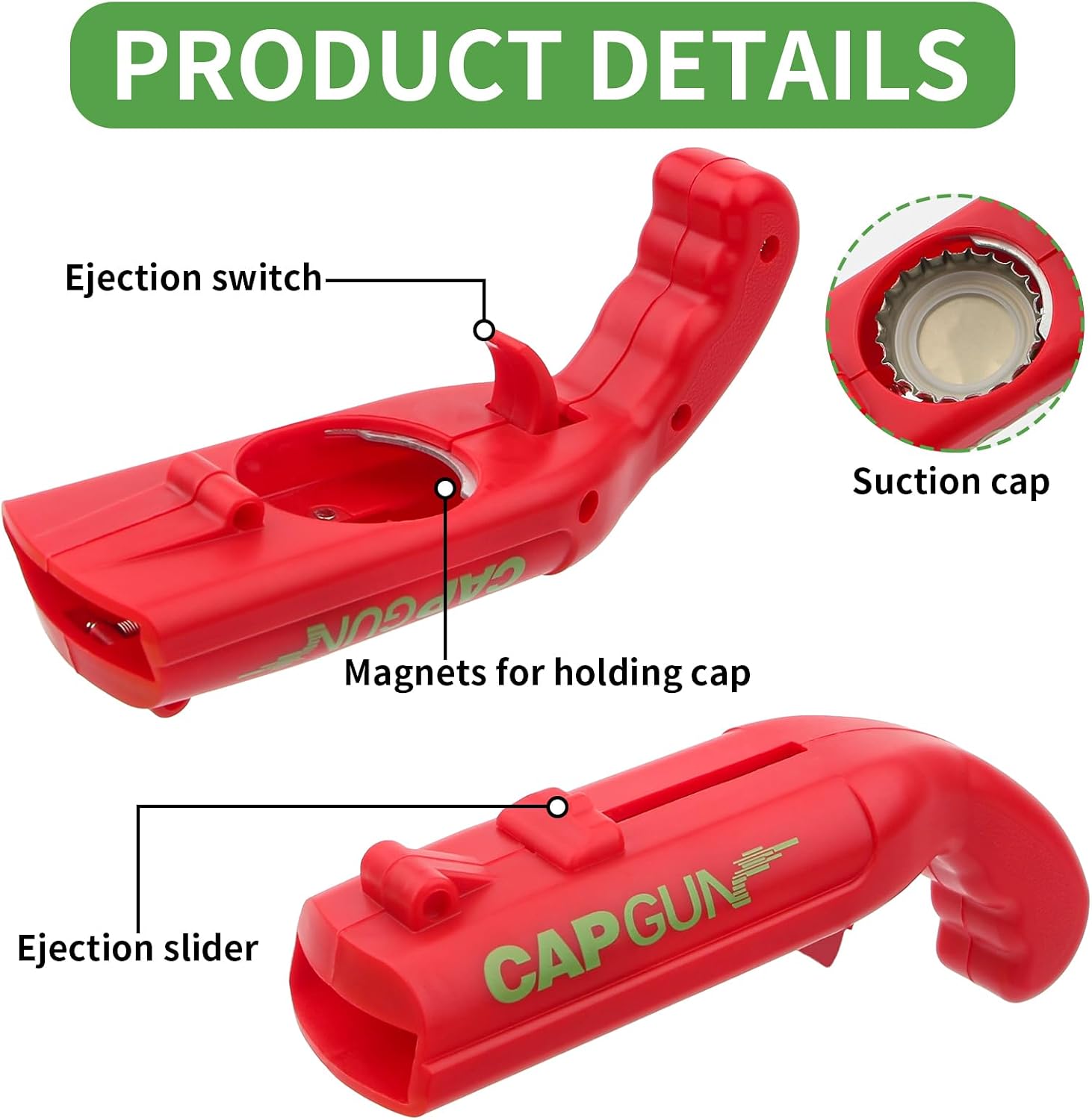Pack of 2 Cap Gun Bottle Opener Gun, Funny Shot Bottle Opener – Bild 4