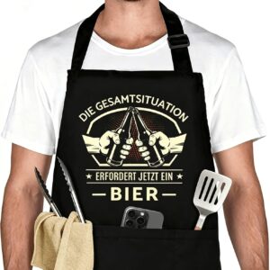 Belillpipi Cooking Apron Men Women Black Adjustable Cooking Apron Women with 3 Pockets BBQ Apron Gifts Apron for Women Man Birthday, Mother's Day, Father's Day, Christmas