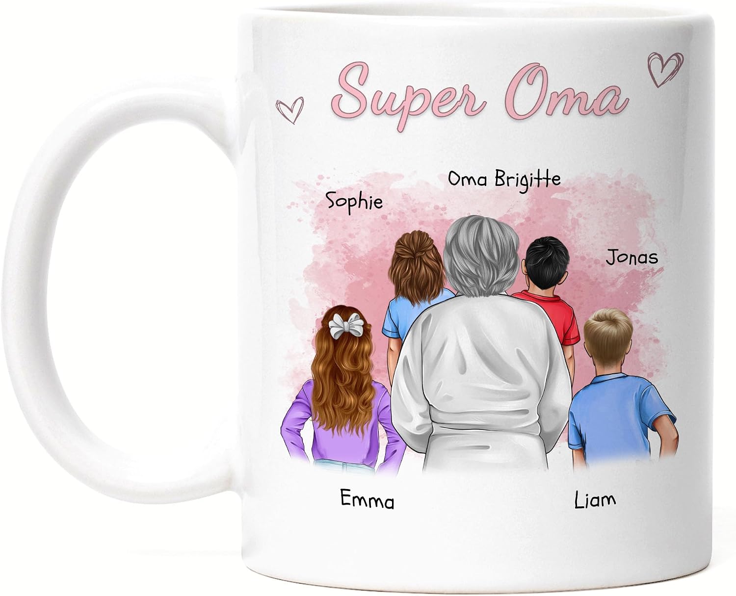 Kiddle-Design Grandma Mug Personalised 4 Grandchildren Mother's Day Gift Birthday Gift – Gift Grandma with Granddaughter Grandson – Best Grandma in the World