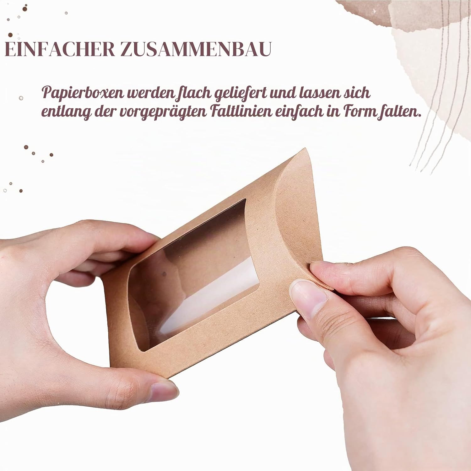 Pillow Boxes, 40 Pack Pillow Gift Boxes with Windows, Kraft Mini Gift Boxes, 5" x 3" x 1.2" – Bild 7