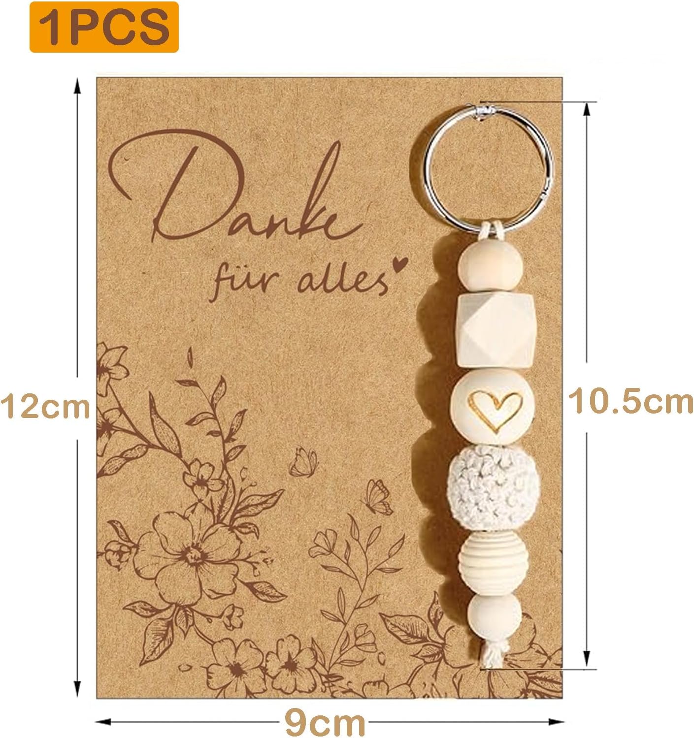 Thank You Gifts Keyring with Card, Small Thank You Gift, Wooden Beads Key Fob Girlfriend Teacher Colleague Farewell Gift – Bild 2