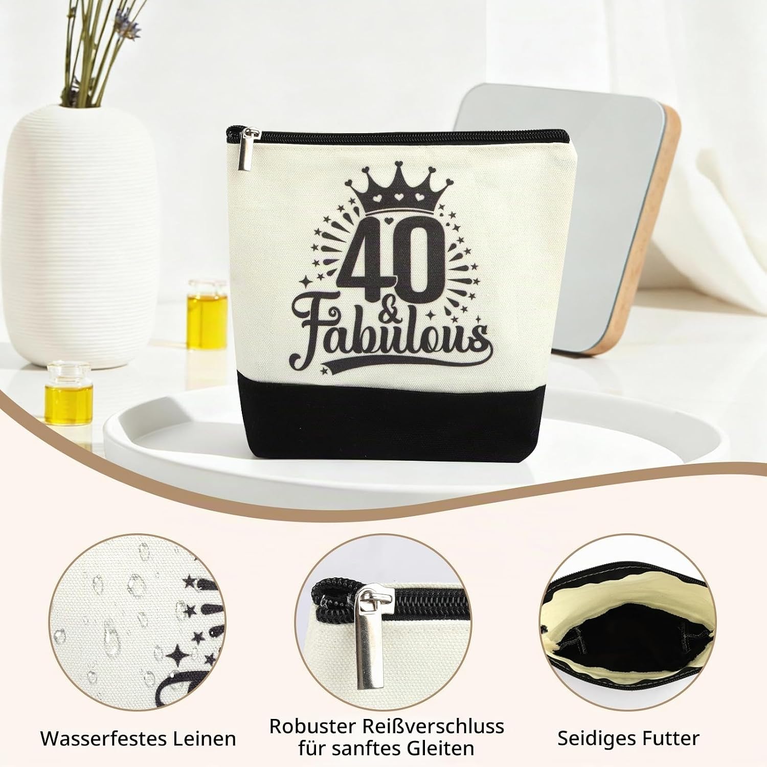 40. Geburtstag Geschenkset für Frauen, Vintage 1986 Canvas Tragetasche Set – Bild 4