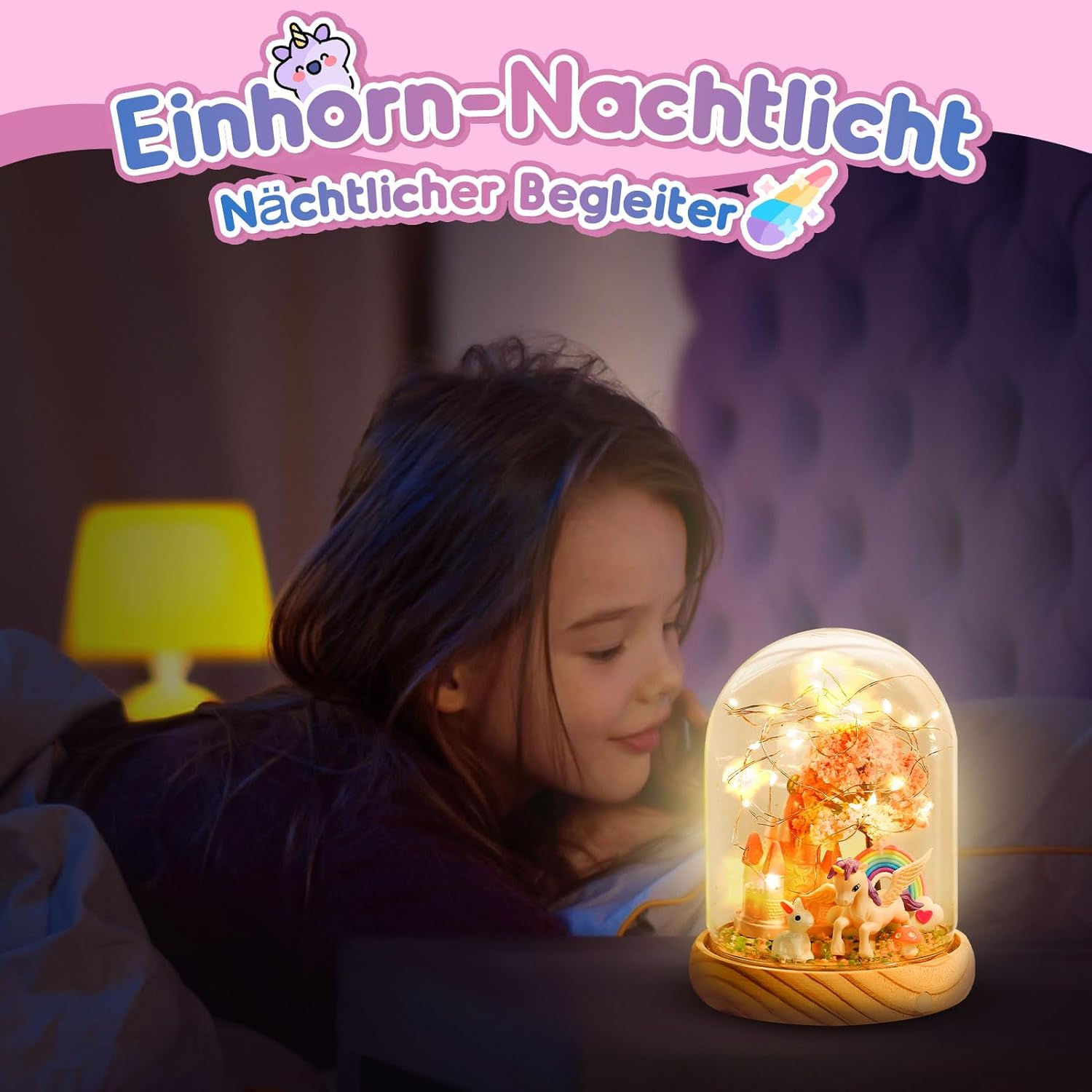 HappyGoLucky Unicorn Gifts for Girls, Christmas Gifts for Children, DIY Night Light, Children's Gift, Girls 3–12 Years, Craft Set for Children 3–12 Years, Gifts for Girls, 3–12 Years, Crafts for Girls – Bild 6