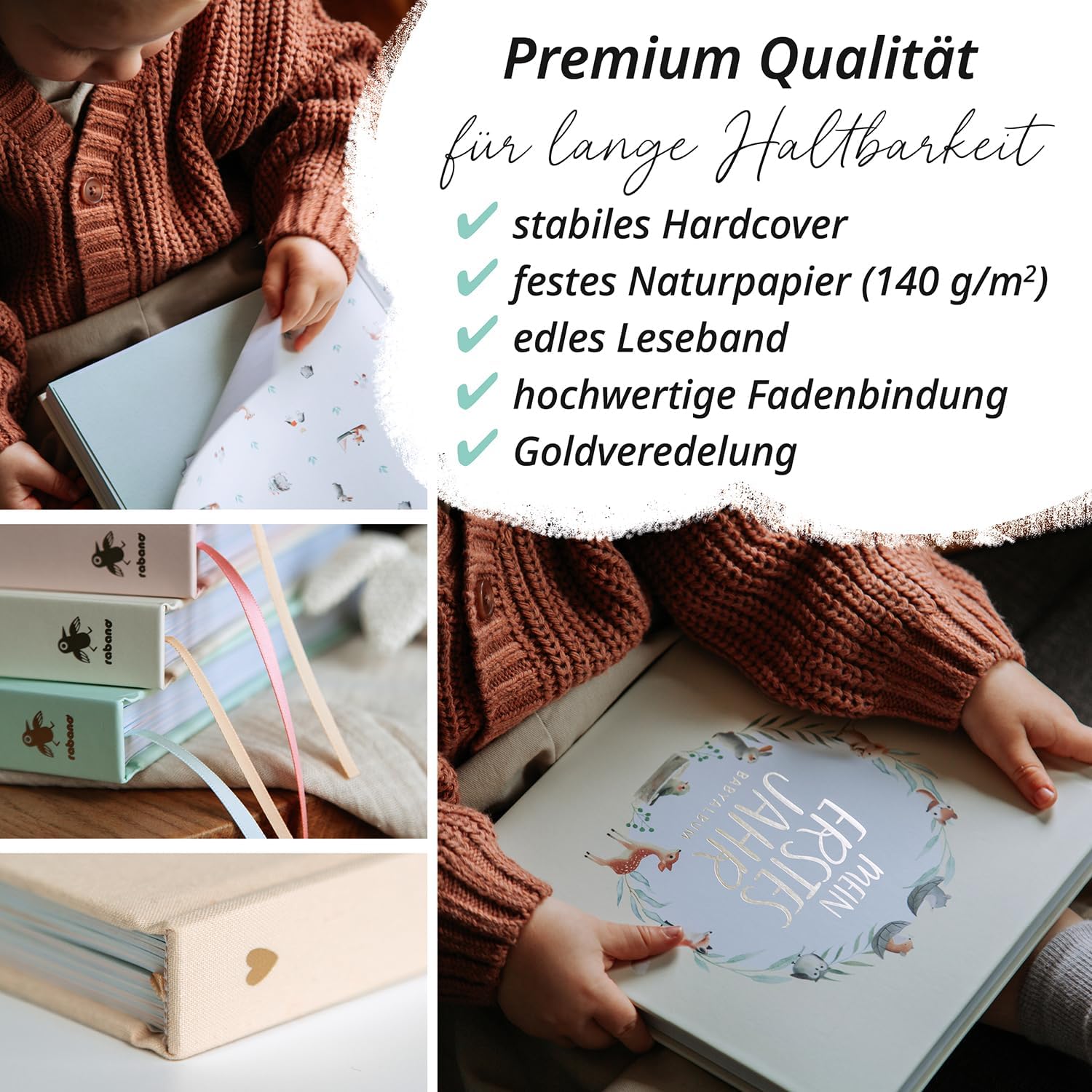 Rabano My First Year Baby Album, High-Quality Photo Album, Baby Gift – Bild 6