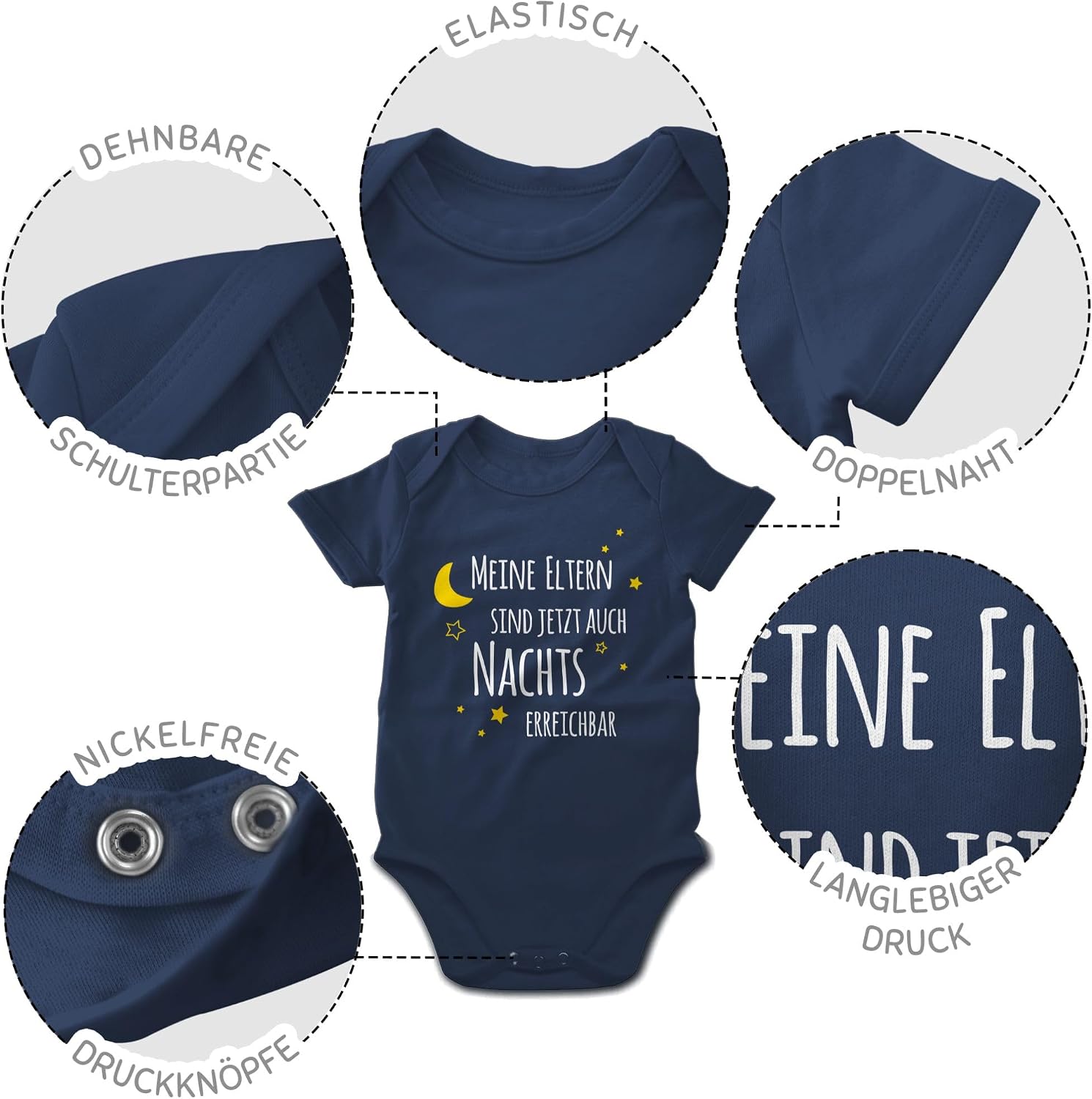 Shirtracer - Baby Body Kurzarm - Sprüche - Meine Eltern sind jetzt auch nachts erreichbar I – Bild 3