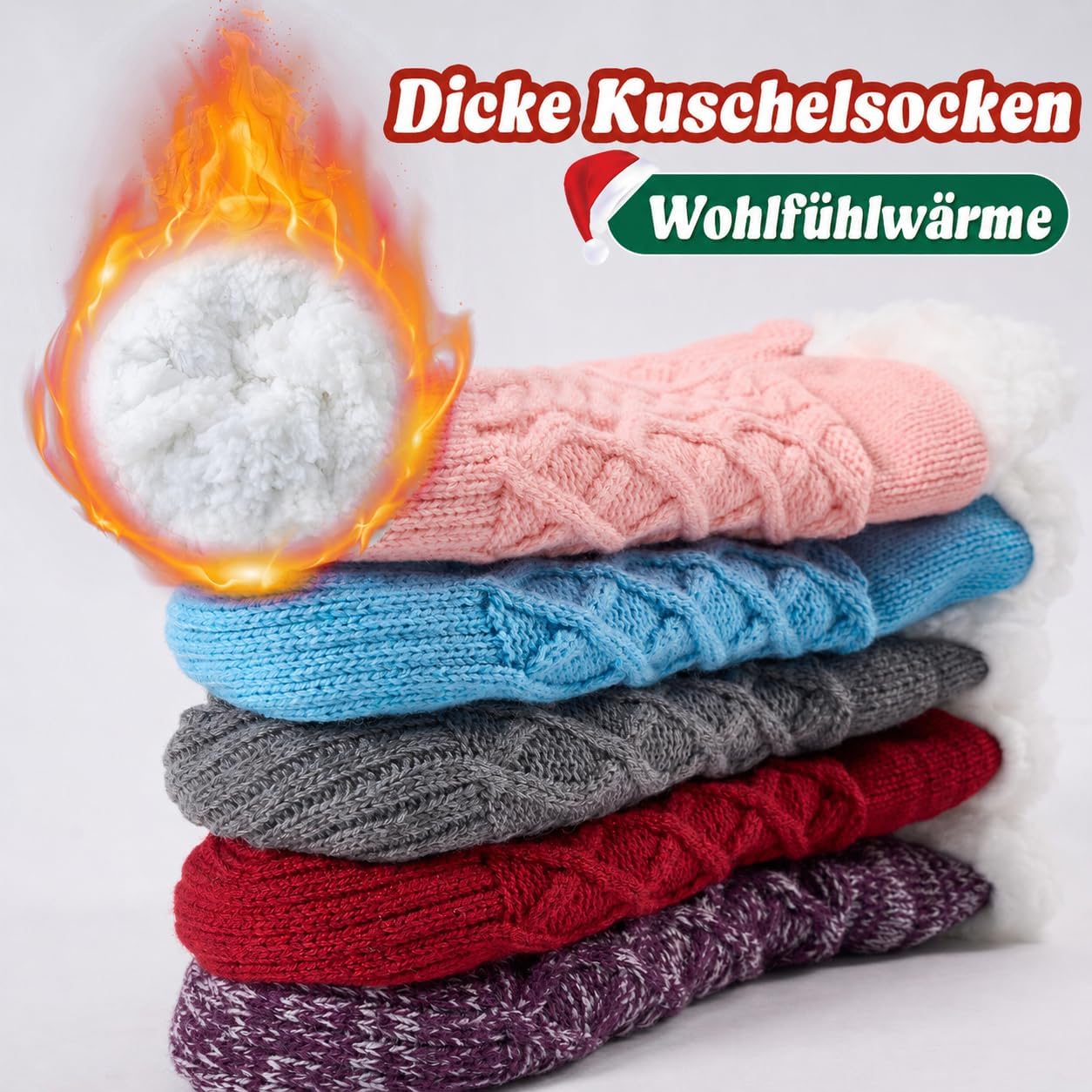 Niorasen Cuddly Socks for Men and Women, Thick Fluffy Socks with Grippers, Soft Warm Winter Hut Socks, House Socks, Stopper Socks, Women Gift, Birthday, EU 36-44, 1 Pair – Bild 5