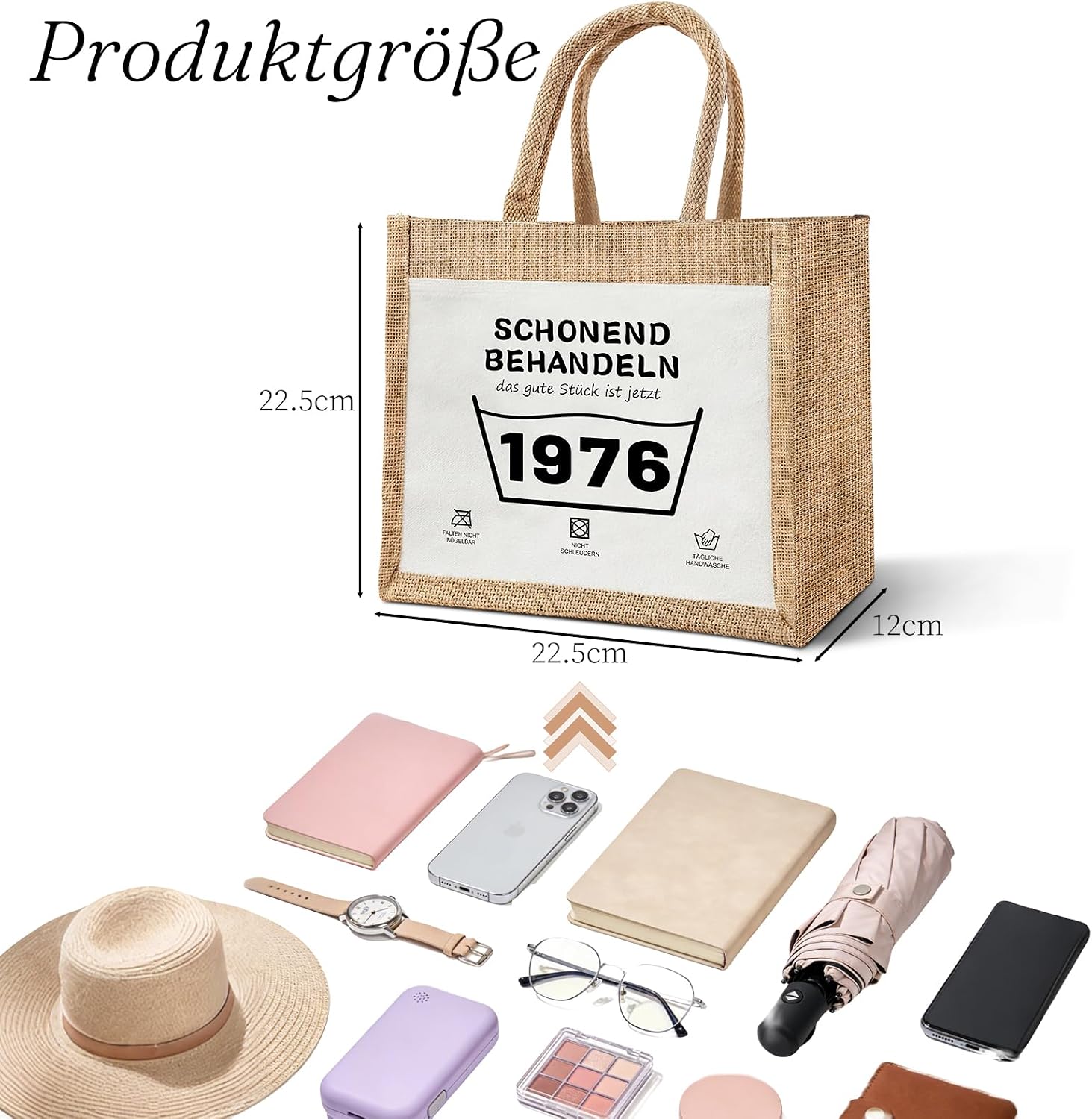 Jute Bag, Birthday Gift for 50th 60th Women, Jute Sack Sustainable Shopping, Gift for Women, Mother, Girlfriend, Colleague, Reusable Educator – Bild 5