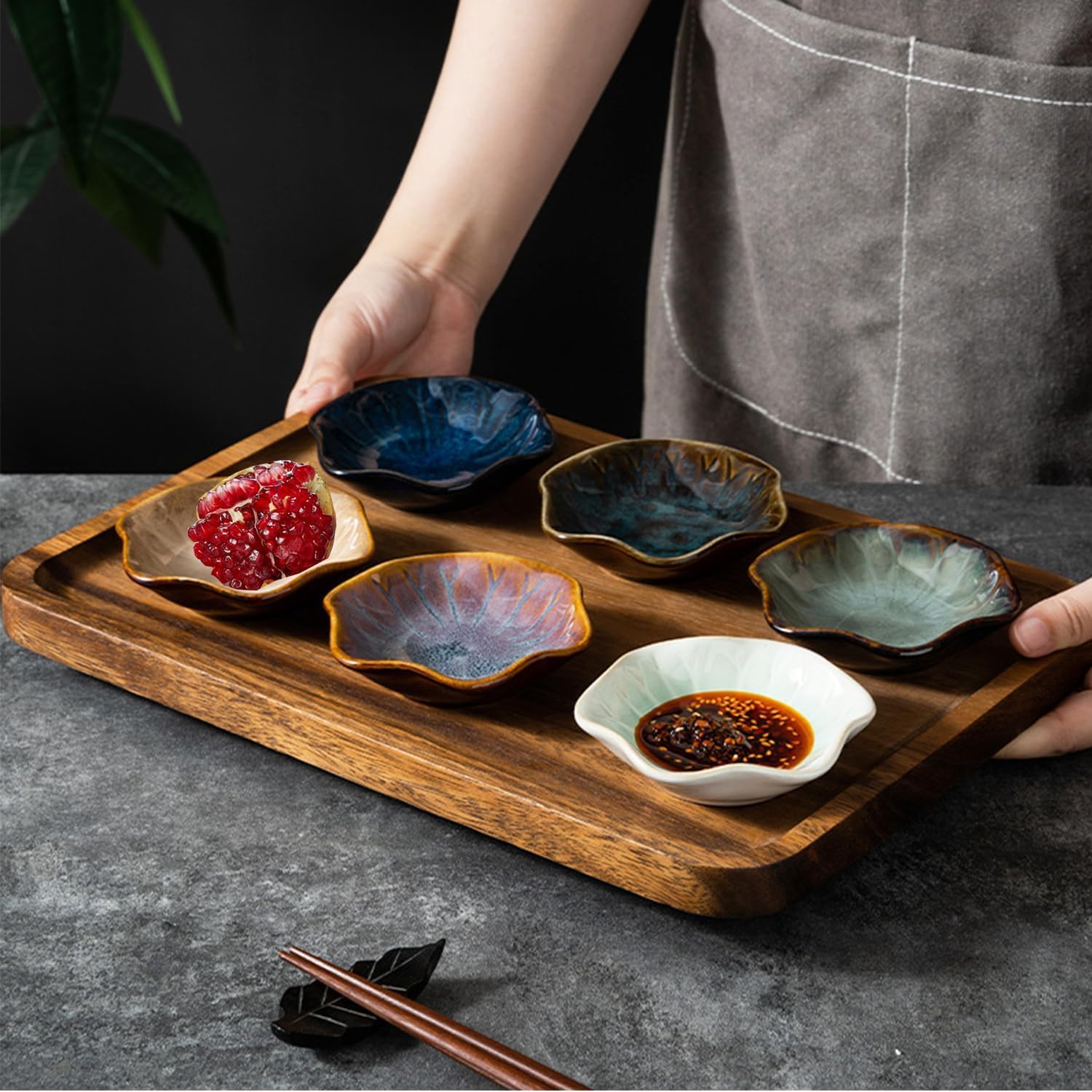 Sightday Set of 6 dip bowls, ceramic small bowls, ceramic dip bowls are durable, dip bowls set for snack bowls, snack bowls, soy sauce, sushi, antipasti, keys, jewellery, decoration – Bild 4