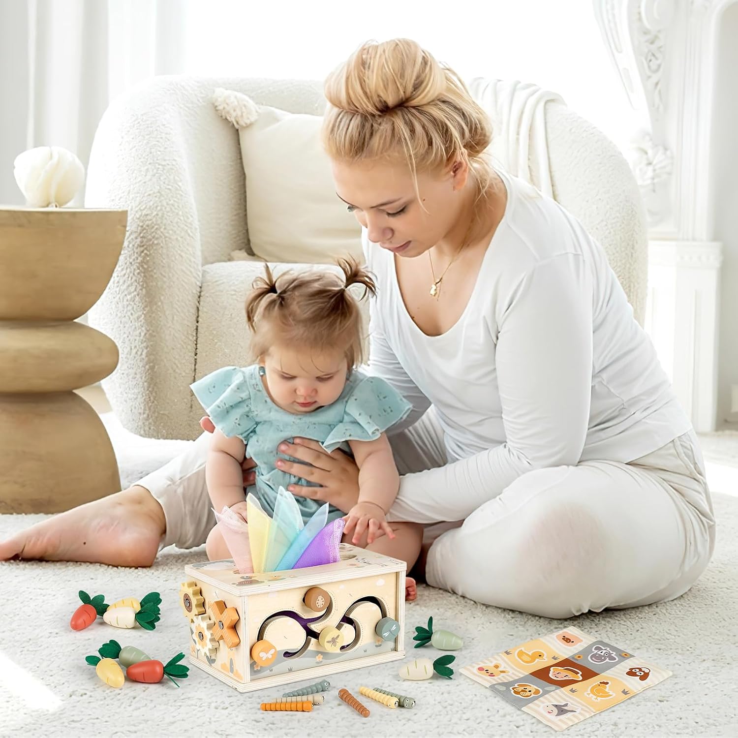 Vanplay Montessori Toy Baby 12 Months, 6-in-1 Tissue Box, Baby Toy from 1 Year, Wooden Toy, Motor Skills Toy from 1 2 3 Years, Girls Boy, Gift Child 1 Year – Bild 5