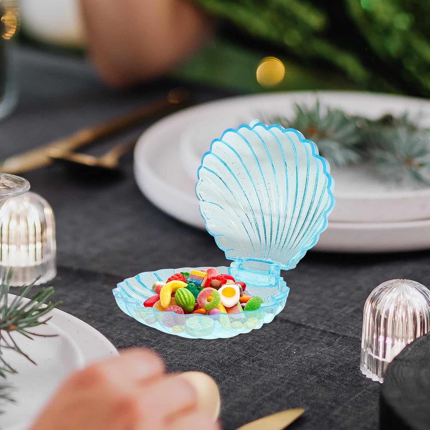Transparent Shell Sweets Gift Box 4 Pieces Plastic Versatile Shell Holder and Storage Box Small for Summer Party and Jewellery Storage – Bild 6