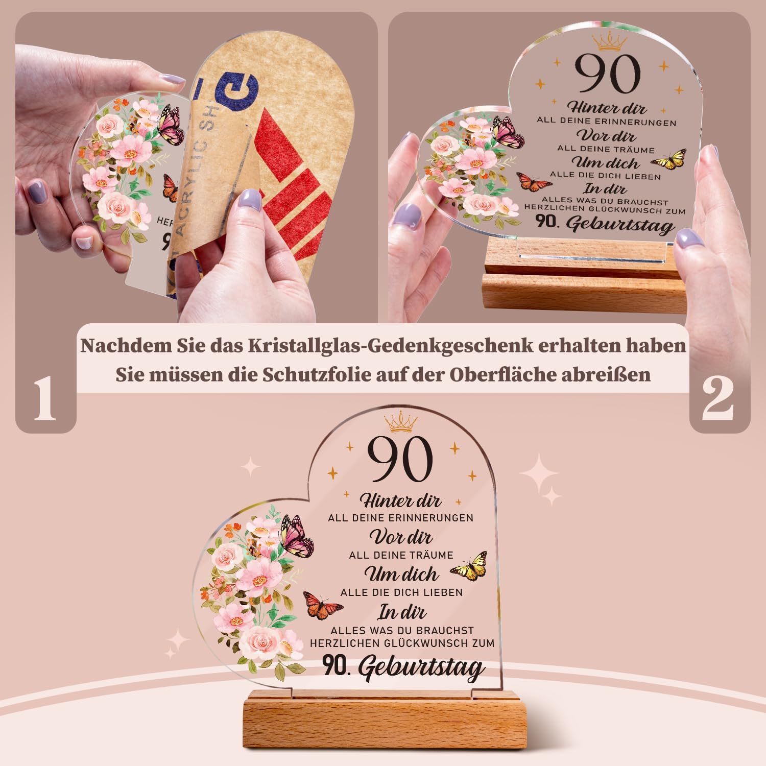 Gifts for 90th Birthday Woman - Acrylic Plaque with Inspirational Engraving – Bild 6