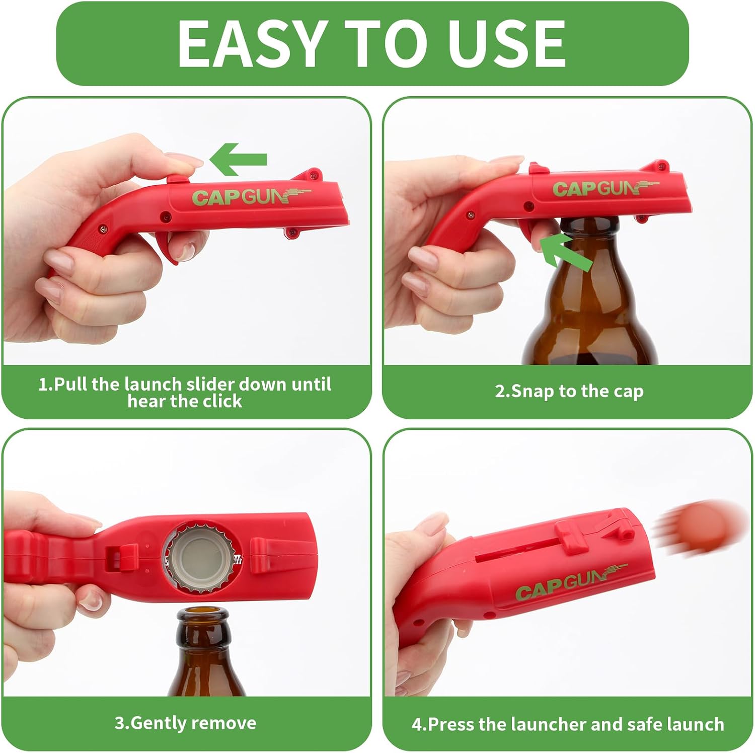 Pack of 2 Cap Gun Bottle Opener Gun, Funny Shot Bottle Opener – Bild 3