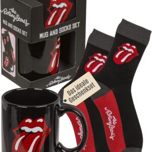 Out of the blue – Gift Set The Rolling Stones Cups & Socks – Stoneware Coffee Mug 315 ml & Comfort Socks in Sizes 7-11 – Stylish Gift Bundle for Fans – Presented in Decorative Bbox