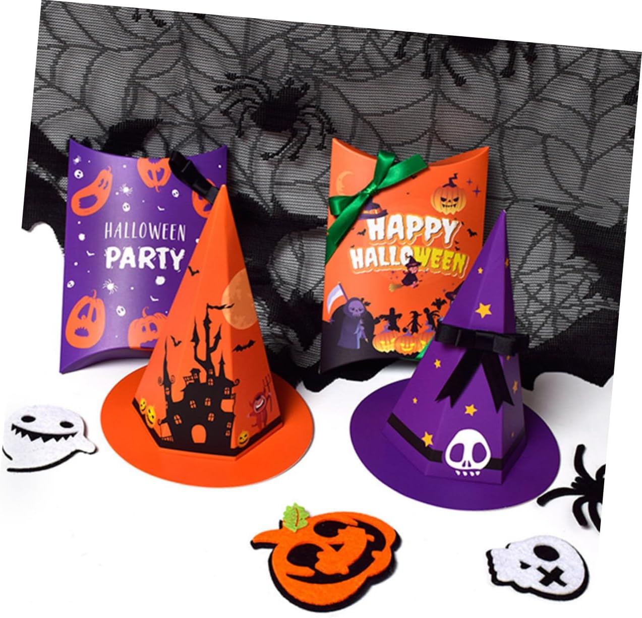 CIYODO Pack of 20 Cardboard Hat Candy Gift Box Paper Purple Halloween Theme Anti Falling for Halloween and Party Packaging – Bild 5