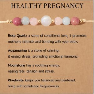 Moonstone Bracelet for Pregnancy, Healing Stones Bracelet for Expectant Mothers, New Mothers, Women for Baby Shower, Birth (15-28 cm)