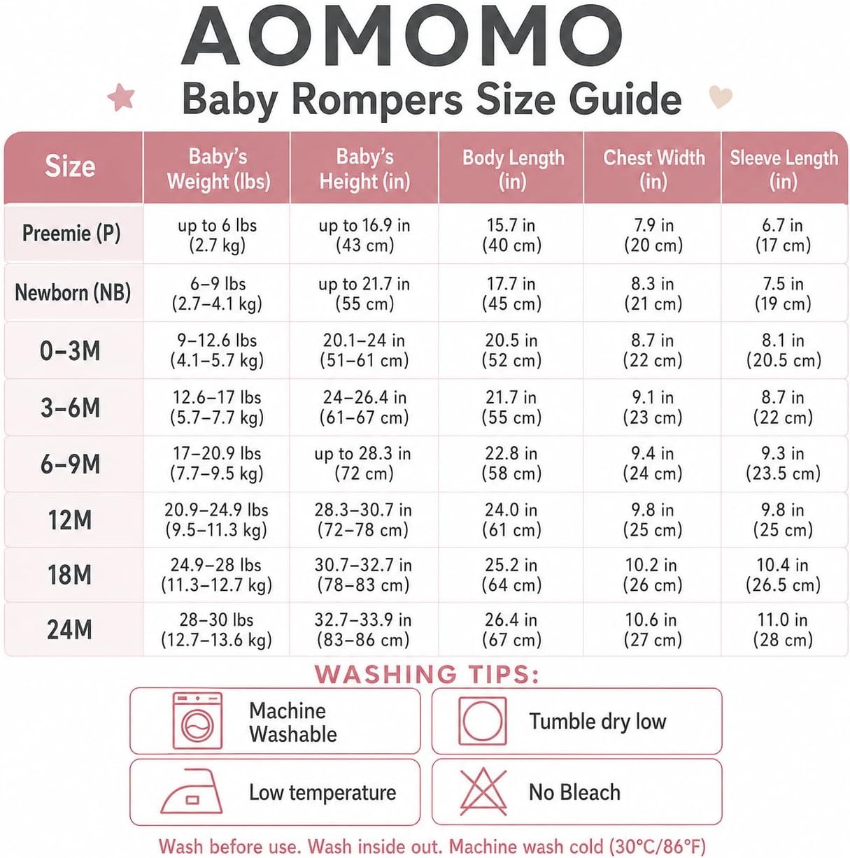aomomo Baby Romper Set 2-Piece "I Love Mummy & Daddy" - Long Sleeve Cotton Baby Pyjamas, Unisex Newborn Jumpsuit for Boys & Girls – Bild 7