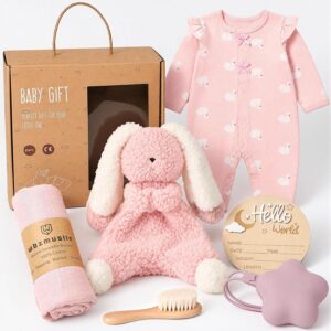 Baby Gift Girl with Rabbit Comforter, Newborn Gift