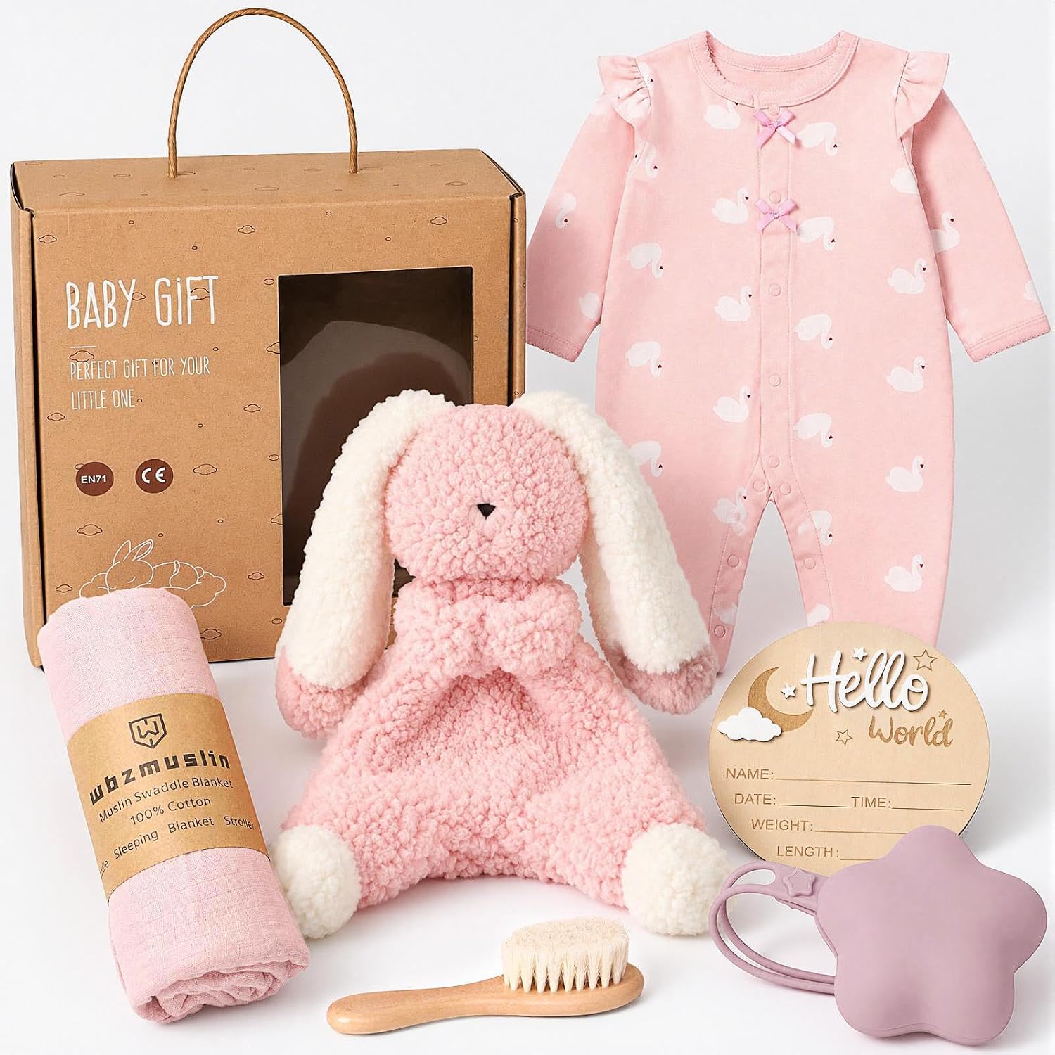Baby Gift Girl with Rabbit Comforter, Newborn Gift