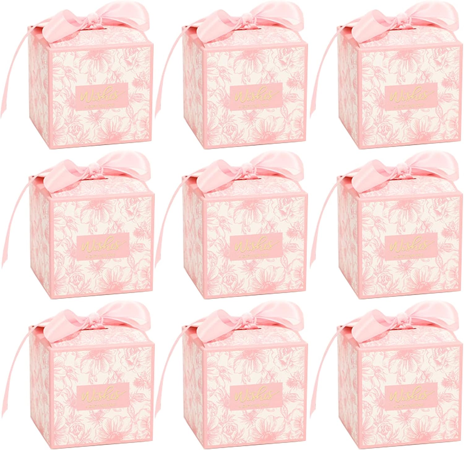Candy Box Pink, 50 Pieces Party Gift Box Square Chocolate Box Empty Small Wedding Candy Gift Boxes Made of Cardboard for Table Decoration, Wedding Decoration, Party, 7 x 7 x 7 cm