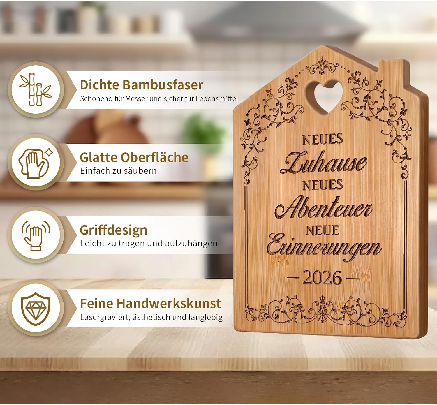 Housewarming Gift 2026 - Engraved Bamboo Chopping Board, Housewarming Gifts Home, Topping Party Gift, Topping Party New Home, New Home, New Home, Home Buying Gifts – Bild 6