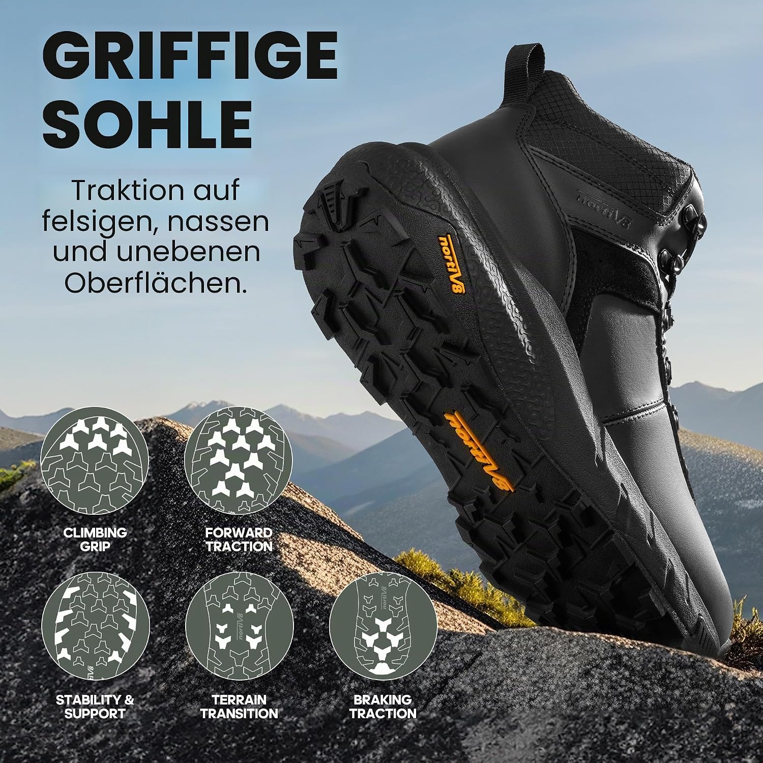 NORTIV 8 Men's Waterproof Hiking Shoes Lightweight Outdoor Mid Trekking Leather Shoes – Bild 6