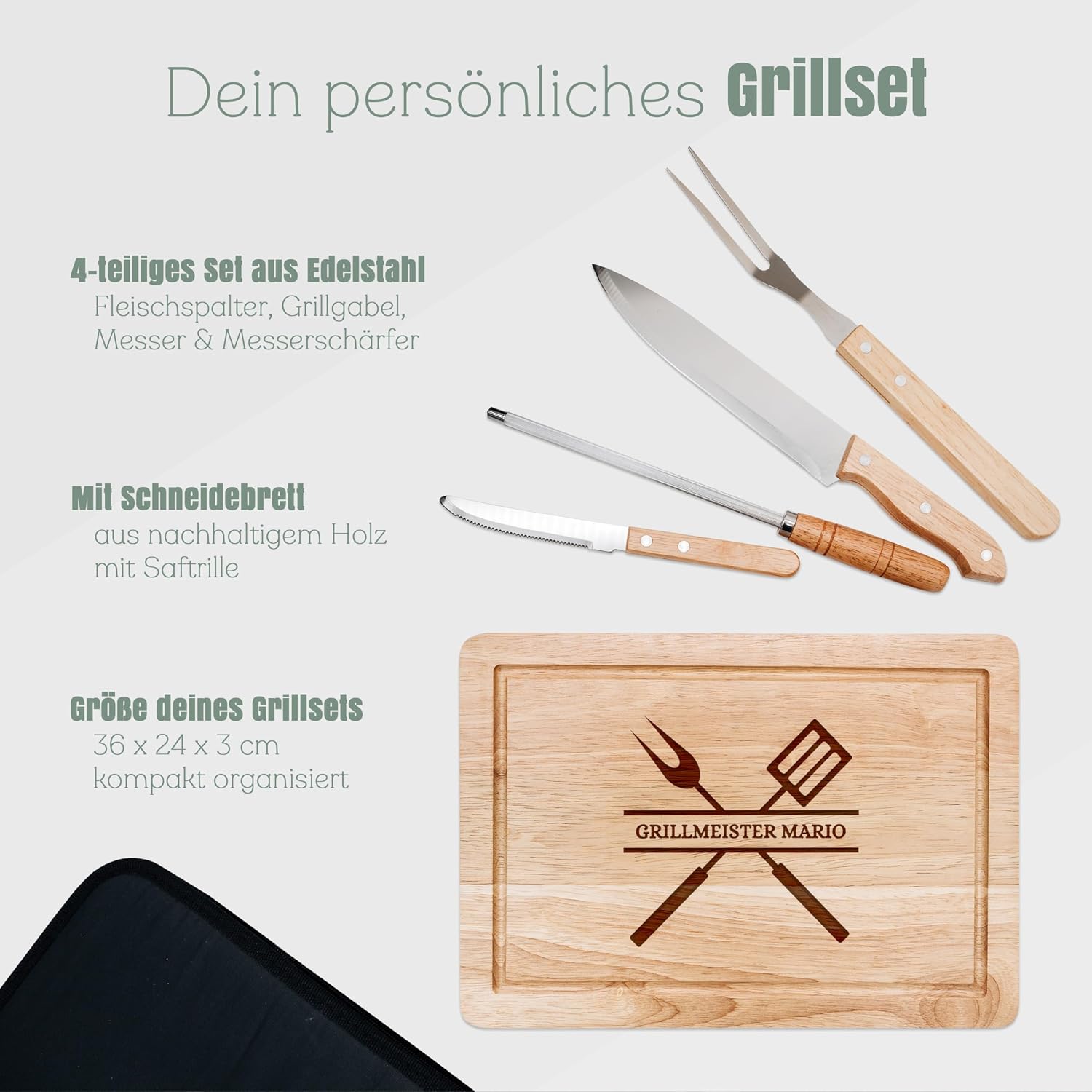Adventernah Barbecue Cutlery Set, Personalised Barbecue Set, Chopping Board – Bild 7