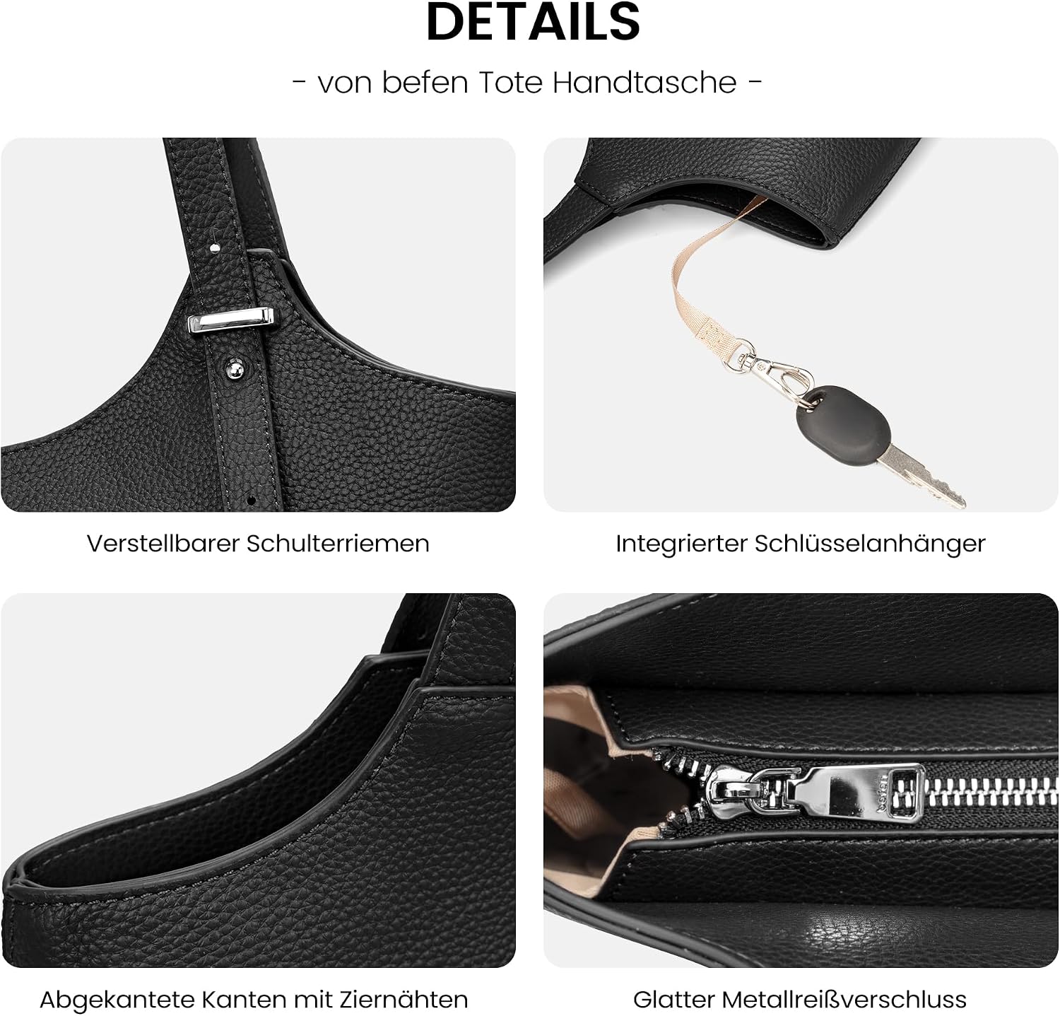 befen Genuine Leather Handbag, Women's Shopper Bag, 14 Inch Laptop Bag, Leather Tote Bag, Briefcase, Teacher Bag with Laptop Compartment, Fashion Shoulder Bags for Business, Office, School – Bild 6