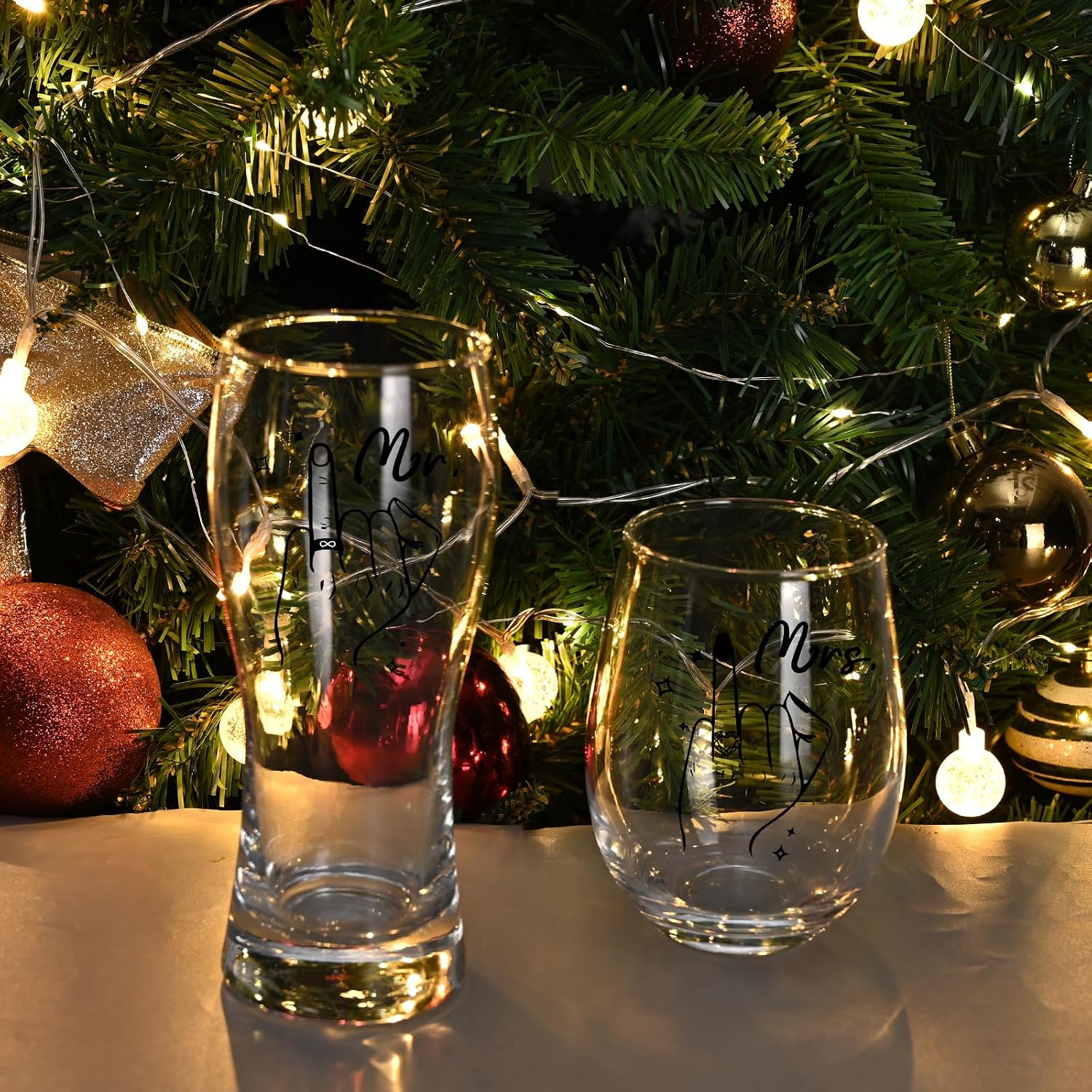 Joymaking Wine Glass & Beer Glass Set for Couples, Wedding Gifts for Newlyweds, Small Gifts for Wedding, Engagement Gift, Couple Gifts, Partner Gifts Set – Bild 8