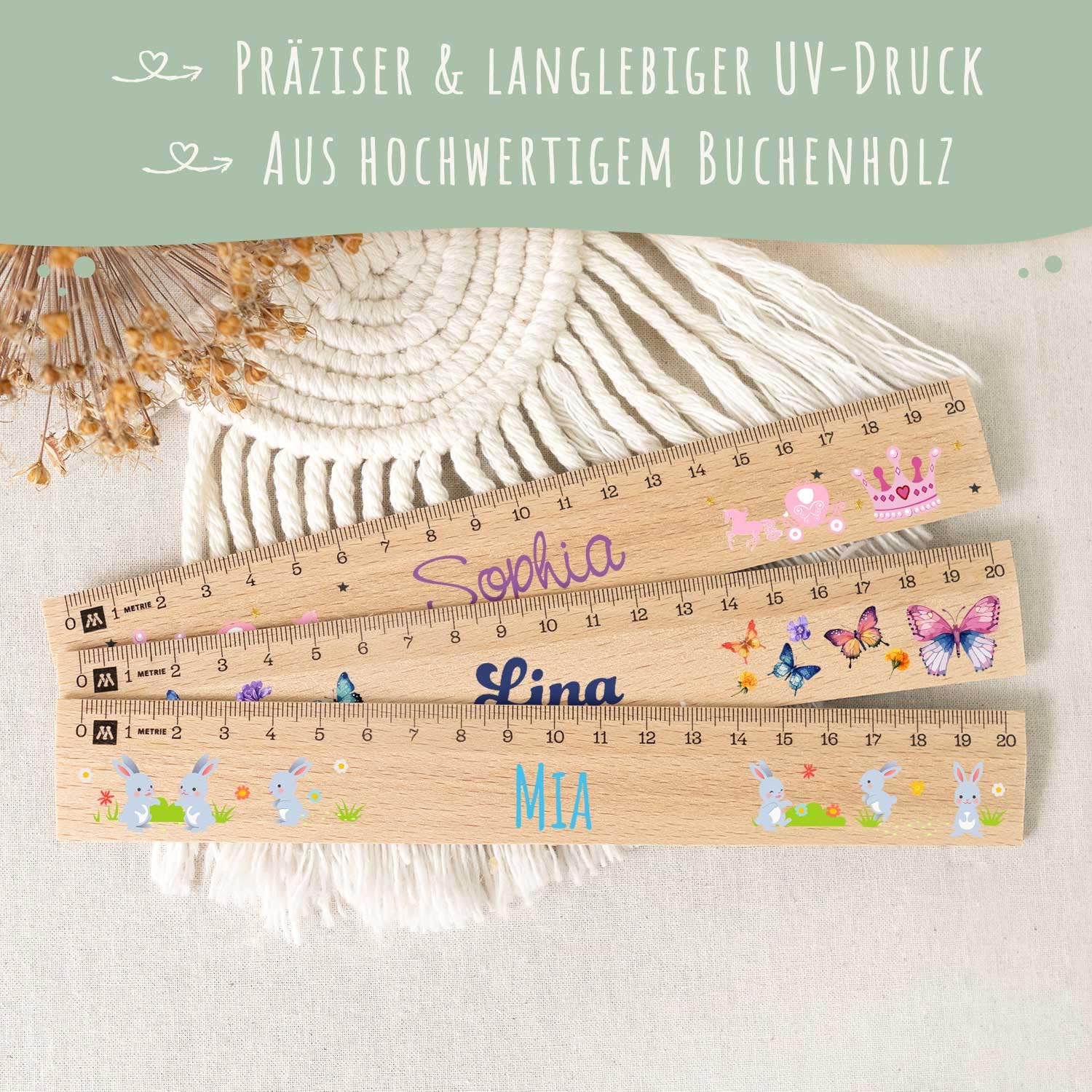 GRAVURZEILE Personalised Ruler for First Day of School 2026 in Various Designs with Name and Motif - 20 cm Wooden Ruler - Gift for Back to School or First Day at School - for Boys and Girls – Bild 4