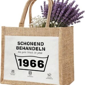 Jute Bag, Birthday Gift for 50th 60th Women, Jute Sack Sustainable Shopping, Gift for Women, Mother, Girlfriend, Colleague, Reusable Educator