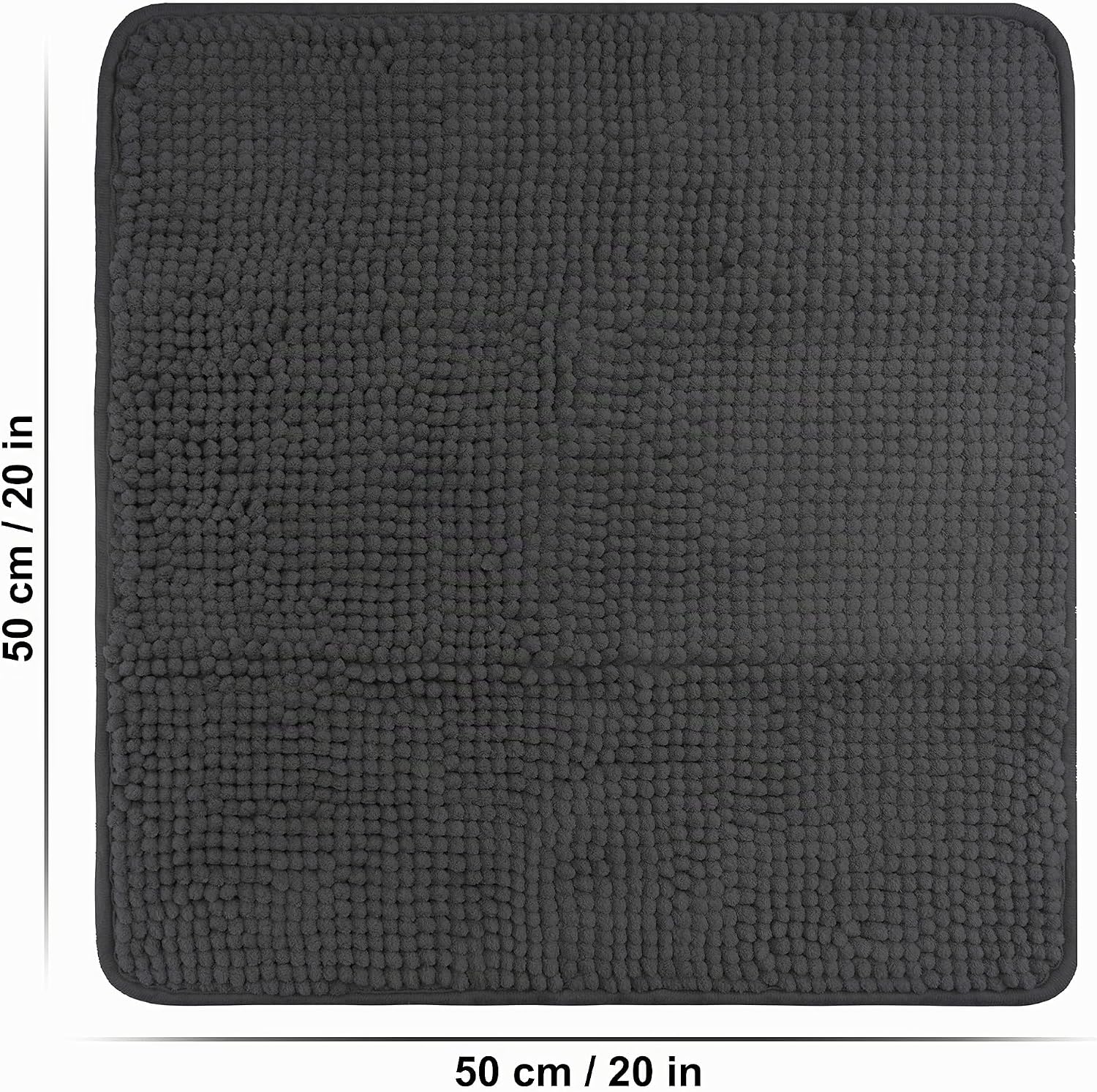 fluffy Pedestal Mat for Wall-Mounted Toilet with Non-Slip Backing (50 x 50 cm, Anthracite) – Bild 3