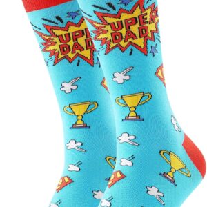 BONANGEL Best Dad Gift Ideas for Dad Socks Super Dad Birthday Socks Funny Socks with Motif Men 39-46 Father's Day Gift Crazy for Joy of Life