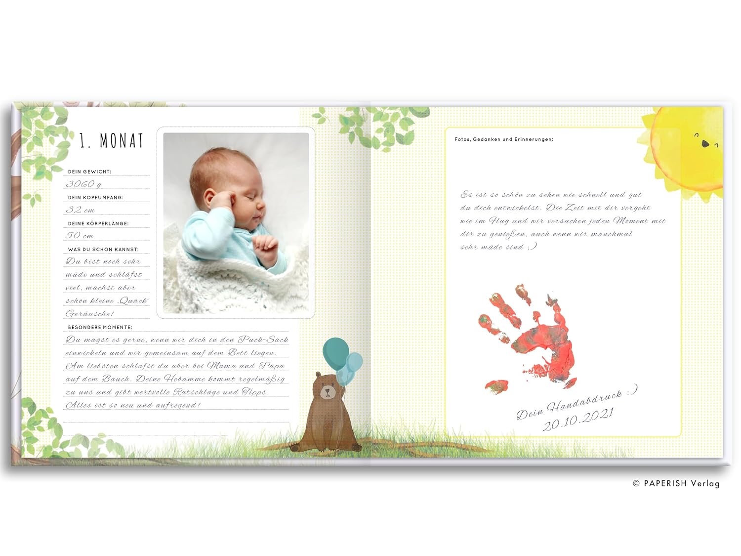 Babyalbum - UNSER ERSTES GEMEINSAMES JAHR (blau): Die schönsten Momente und Erinnerungen (Fotoalbum Baby Babybuch Geschenk Junge Mädchen) PAPERISH® – Bild 5