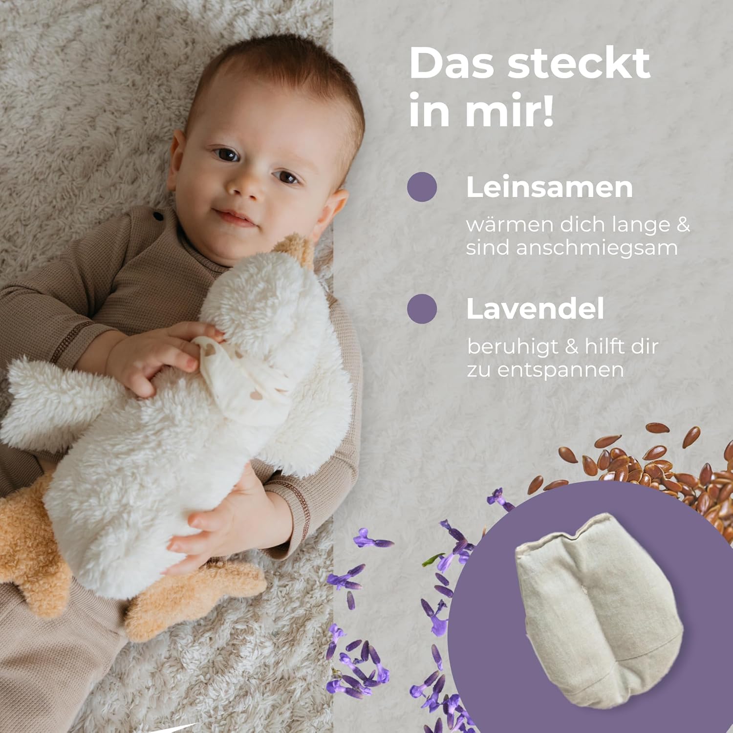 Bjorki Heat Cushion Baby & Children with Linseed for Microwave - Duck – Bild 2