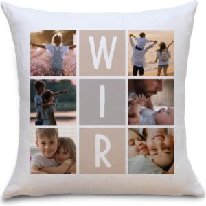 OWLBOOK® Personalised Photo Cushion for Him and Her Couples with 6 Photos