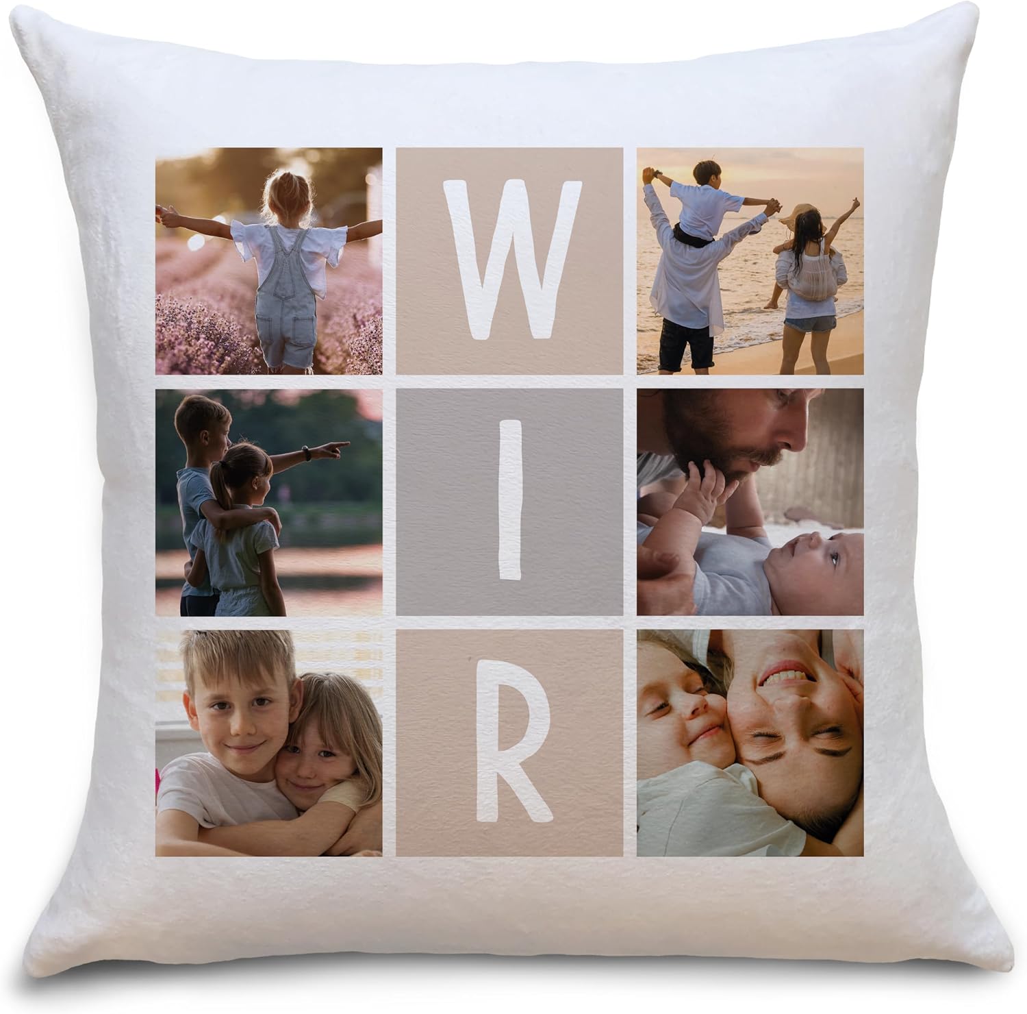 OWLBOOK® Personalised Photo Cushion for Him and Her Couples with 6 Photos
