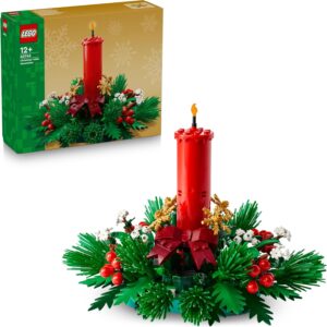 LEGO Christmas Arrangement – DIY Table Decoration and Candle Holder with Berries, Stars, Leaves – Craft Set for Children and Family – Christmas Gift for Girls and Boys from 12 Years – 40743