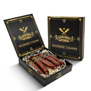 Blackforest Butchery – Sausage Sticks from Fine Salami Pack of 5 – Smoked Salami Sticks in Beautiful Gift Box – Sausages Individually Packed – High Quality Salami Sticks – Packaging with Magnetic Closure