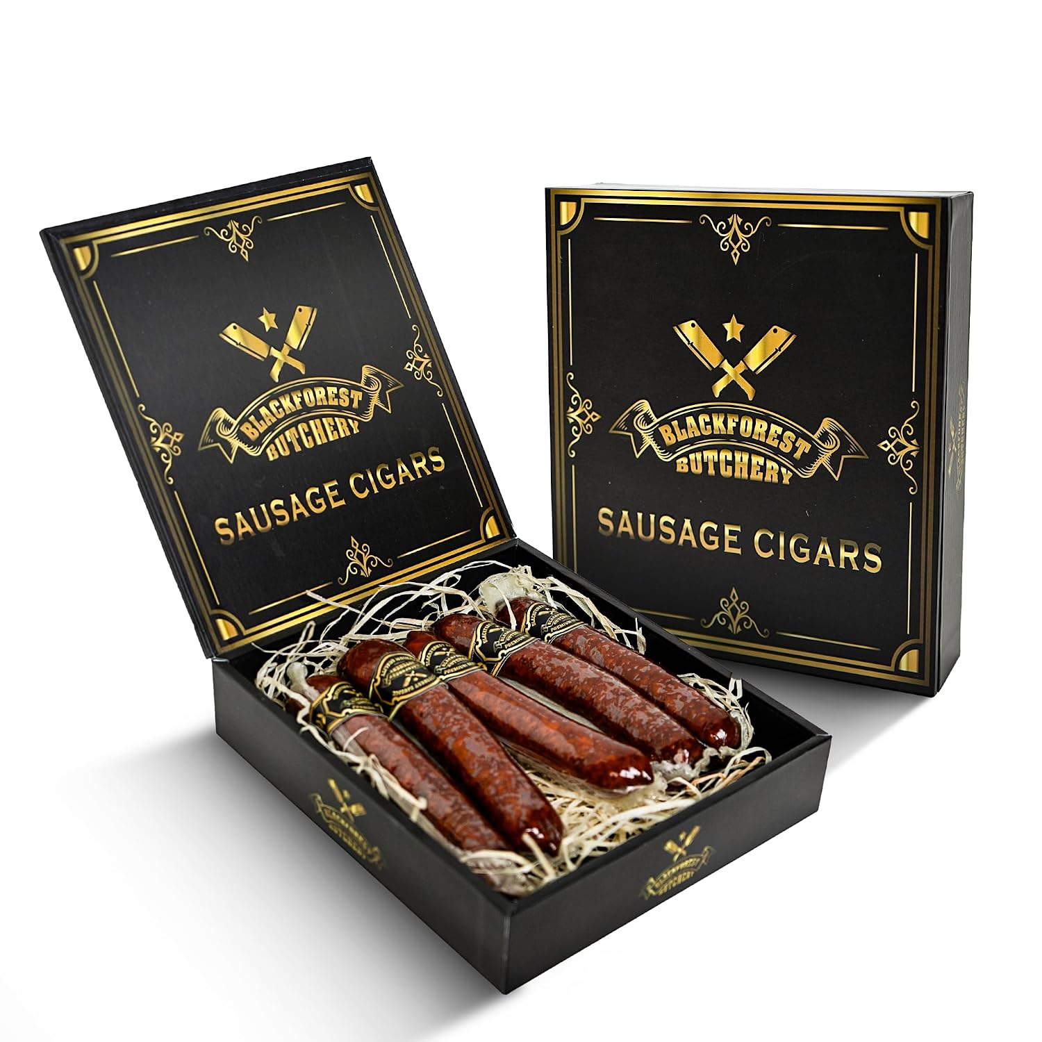 Blackforest Butchery - Sausage Sticks from Fine Salami Pack of 5 - Smoked Salami Sticks in Beautiful Gift Box - Sausages Individually Packed - High Quality Salami Sticks - Packaging with Magnetic Closure