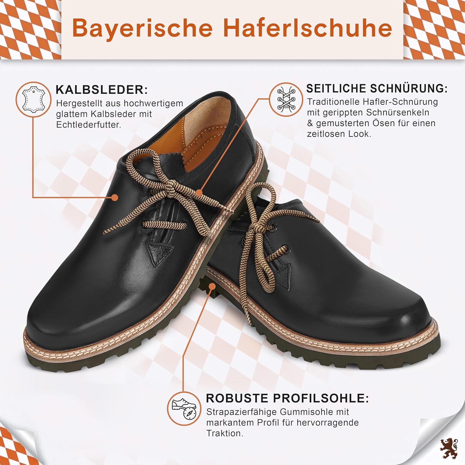 German Wear Haferlschuhe Traditional Shoes Made of Smooth Leather Original Handmade – Bild 4