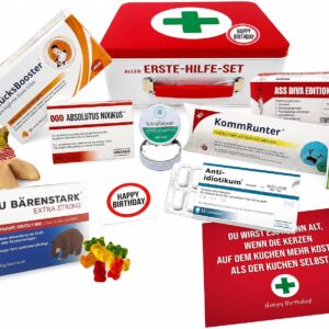 Longfair Birthday Gift – All First Aid Set Gift Box, Funny Food Gift Basket, The Original, Joke Item for Birthday