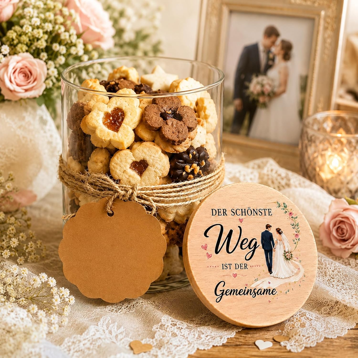 Wedding Gifts for Bride and Groom, Romantic Storage Jar with Wooden Lid – Bild 8