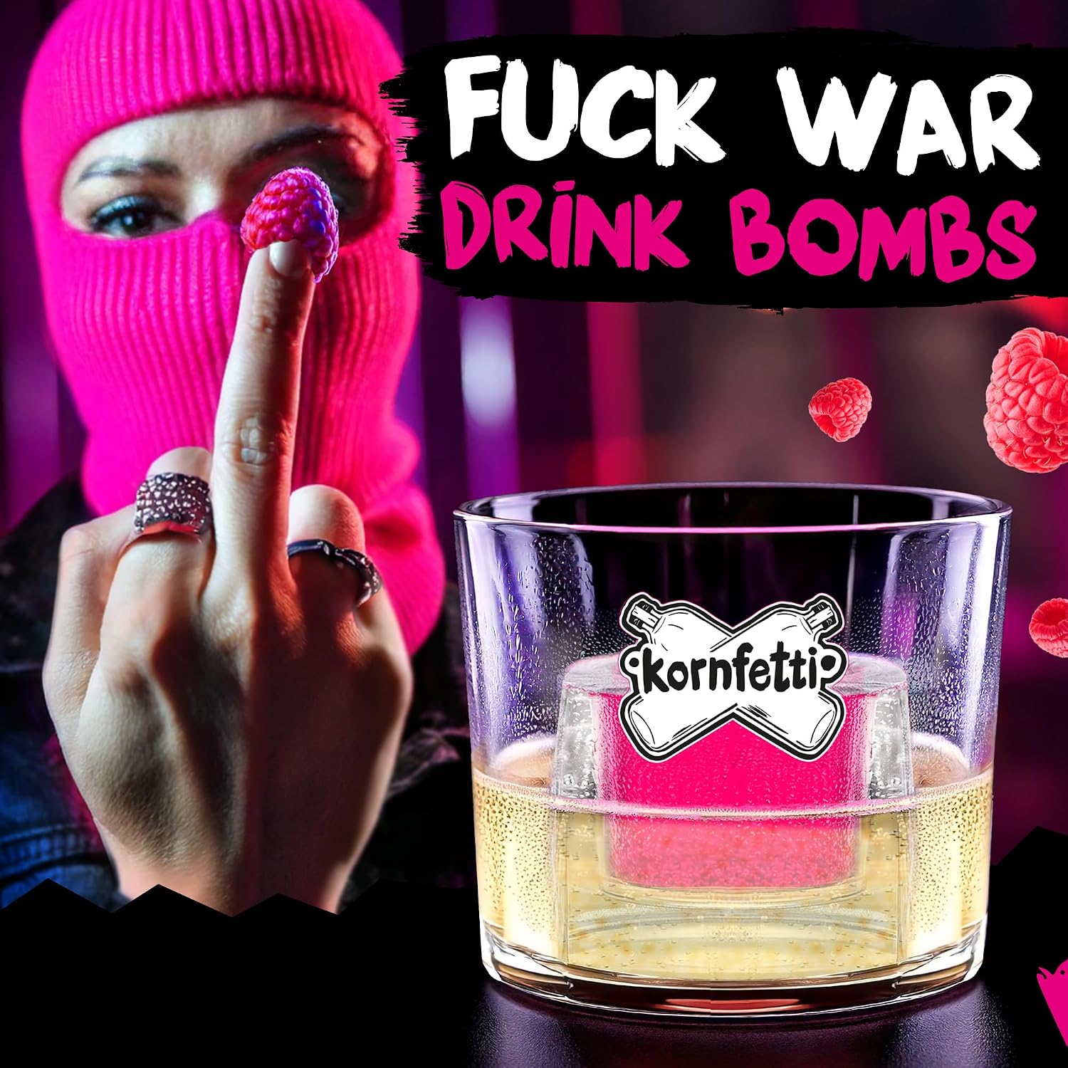 Kornfetti Himmi Bomb Bundle - Raspberry Lime Liqueur 0.7L + 2 Glasses - 15% Vol - Fruity Sparkling Drink - Perfect with Prosecco - Limited Edition – Bild 5