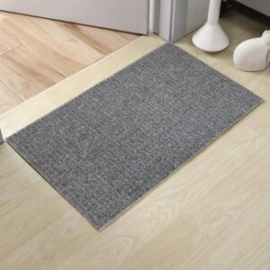 Indoor Doormat 50 x 80 cm Flat – Extra Thin Dirt Trapper Mat with TPE Non-Slip Backing, Door Mat Suitable for Under Doors, Entrance Mat for Hallway & Apartment, Grey