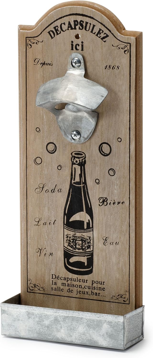 Pajoma 15351 Holzboard Bottle Opener with Tray DECAP Natural / Brown – Bild 2