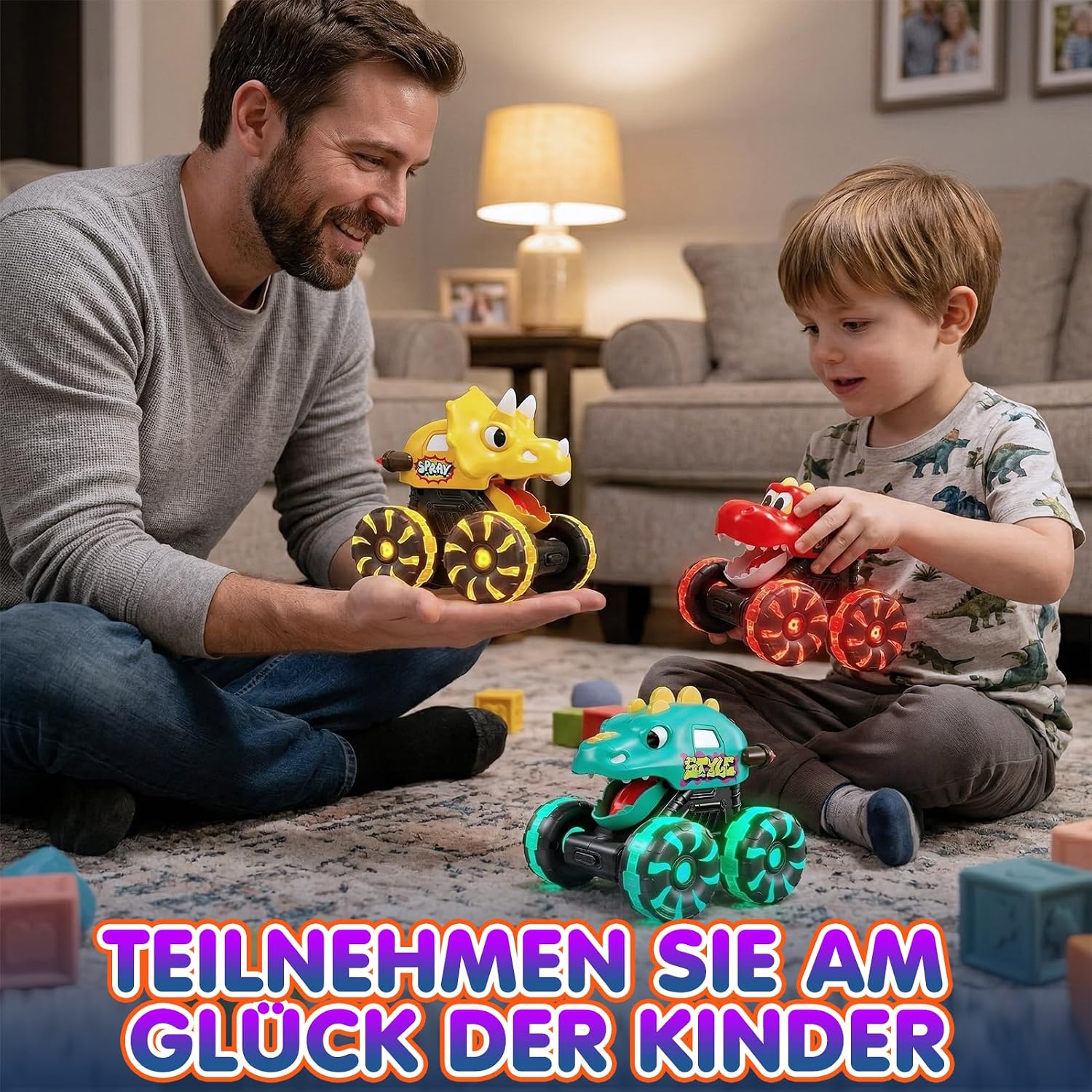 EUCOCO Monster Truck Toy from 1 2 3 4 5 Years Boy, Gift Boy 1-5 Years Birthday Dino Monster Truck Dinosaur Toy Children Car Games 1-5 Years Gift Ideas Boys Toy Car – Bild 4