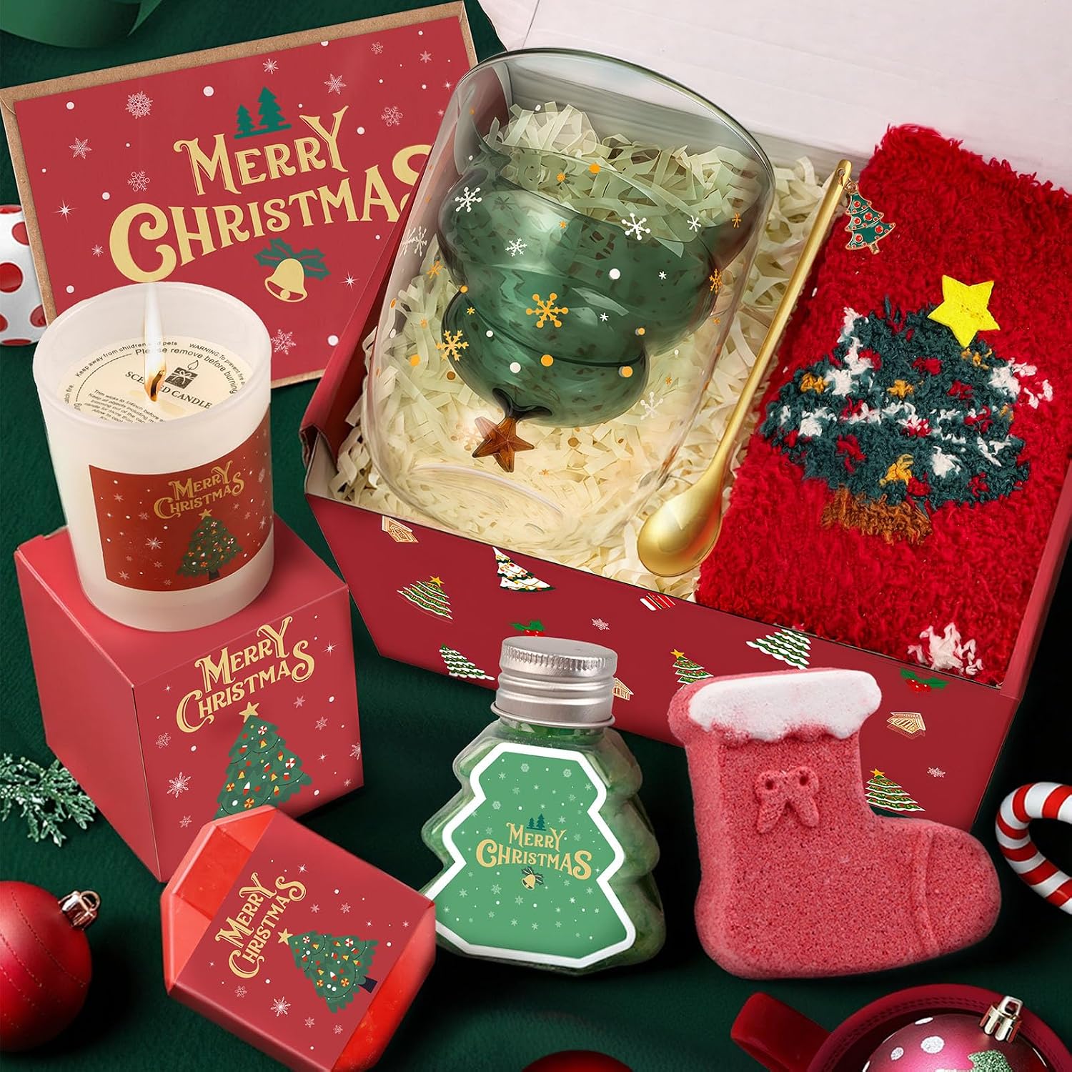 TUZELIYA Christmas Gifts for Women - 8-Piece Spa Gift Set Including Christmas Cards - Gift Ideas Christmas for Wife Girlfriend Colleagues - Bath Additive Christmas Gift Set Women 2025 – Bild 7