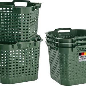 Harvest Basket, 25 Litres, Set of 5, Garden Basket, Green, Food-Safe, Fruit