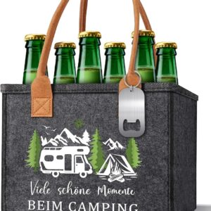 Retirement Gift Men's Men's Handbag Beer with Bottle Opener and Greeting Card, Retirement Gift Man Beer Gift Bag (Camping)